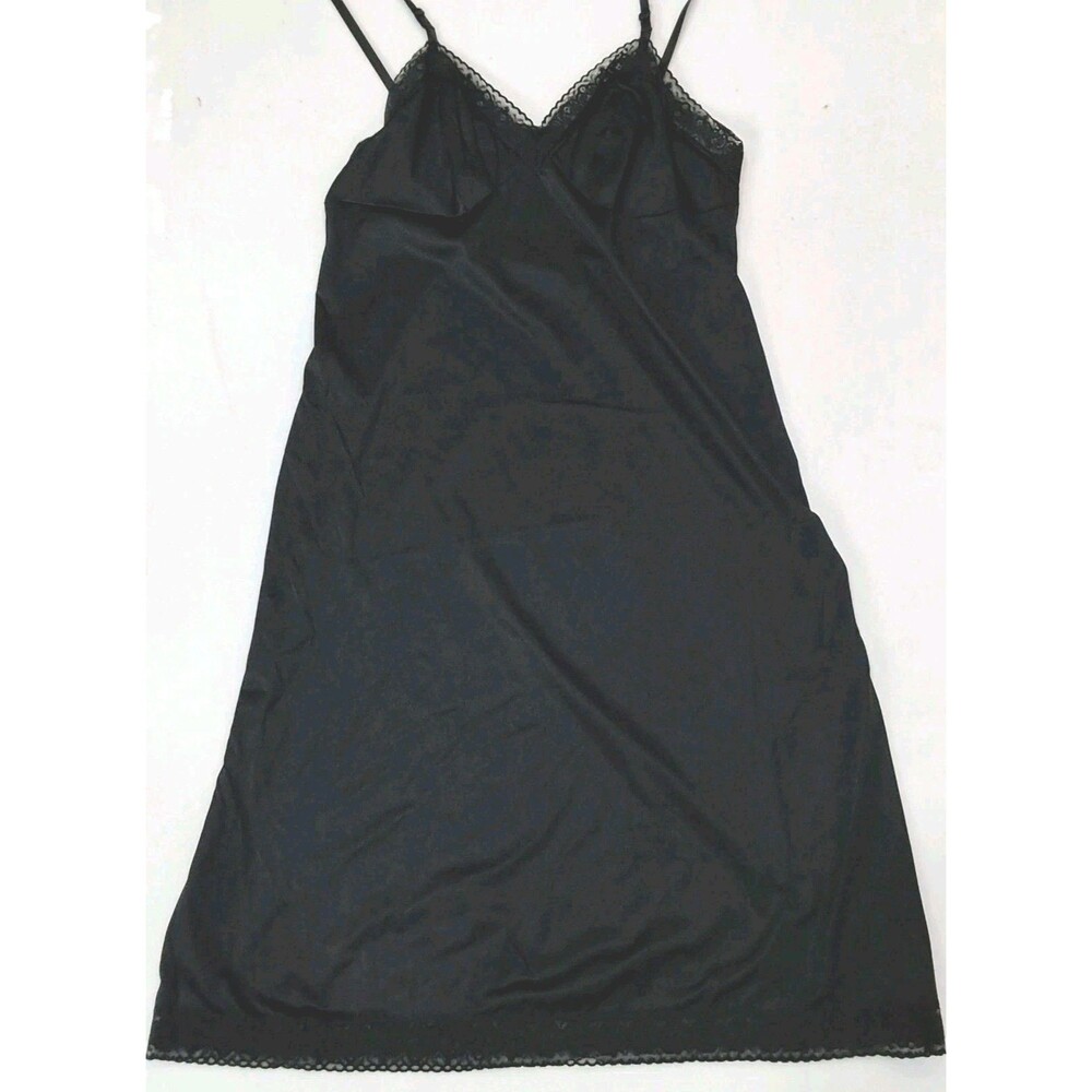 Vanity Fair Black Floral Lace Slip Full Length Vtg Size 36 Never Worn